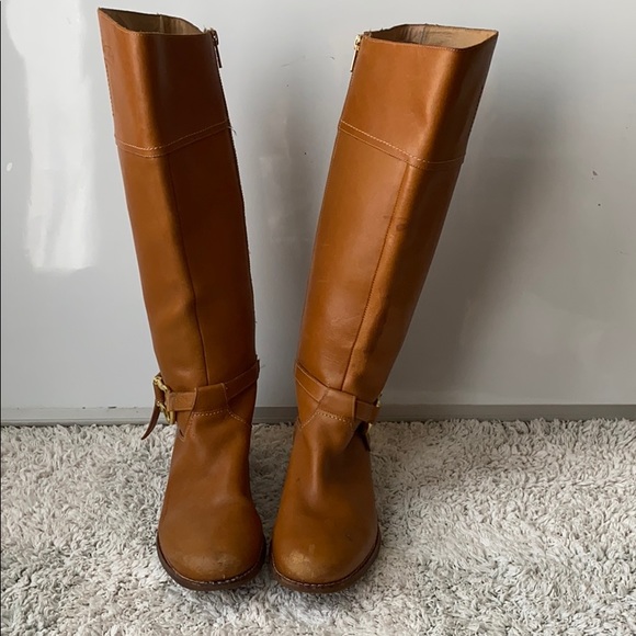 SPERRY LEATHER SIDE ZIPPER KNEE HIGH BROWN BOOT - Picture 3 of 10